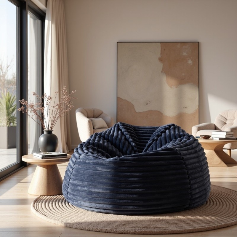 Pufa Worek Granatowa Gruby Sztruks NEST XL