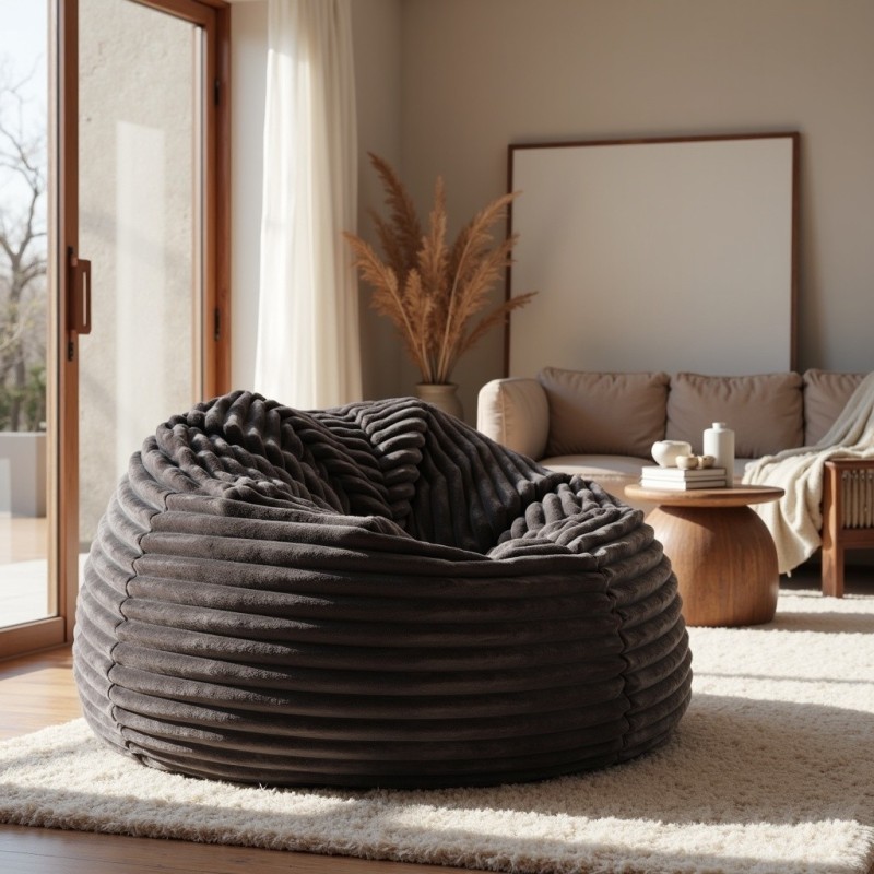 Pufa Worek Ciemnoszara Gruby Sztruks NEST XL