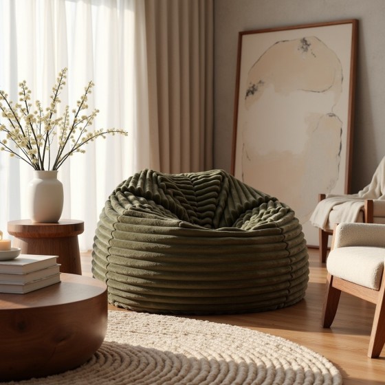 Pufa Worek Zielona Gruby Sztruks NEST XL