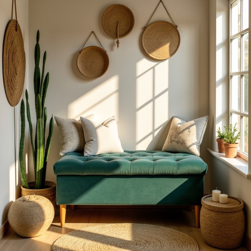 Ławka Pikowana z Pojemnikiem Butelkowa Zieleń Do Przedpokoju CHESTER