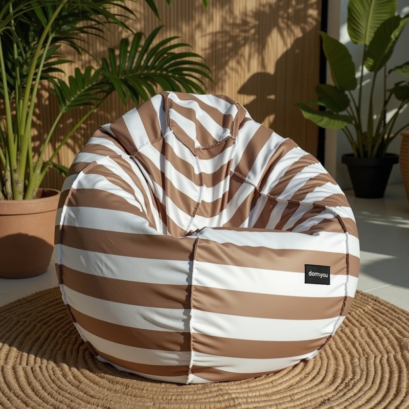Pufa Worek Beżowa W Pasy Do Ogrodu SACO