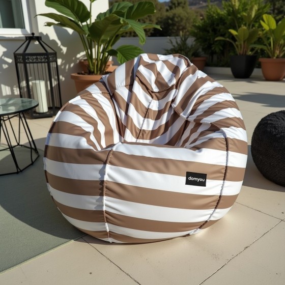 Pufa Worek Beżowa W Pasy Do Ogrodu SACO