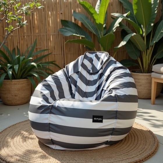 Pufa Worek Szara W Pasy Na Zewnątrz SACO