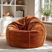 Pufa Worek Brązowa Gruby Sztruks SACO