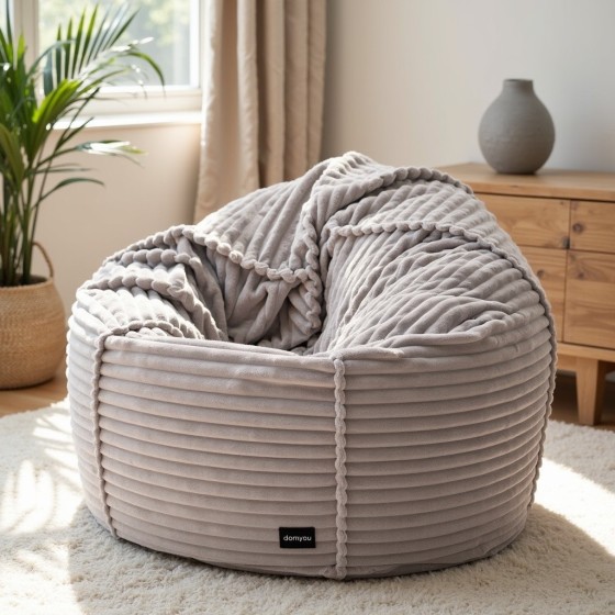 Pufa Worek Szary Gruby Sztruks SACO