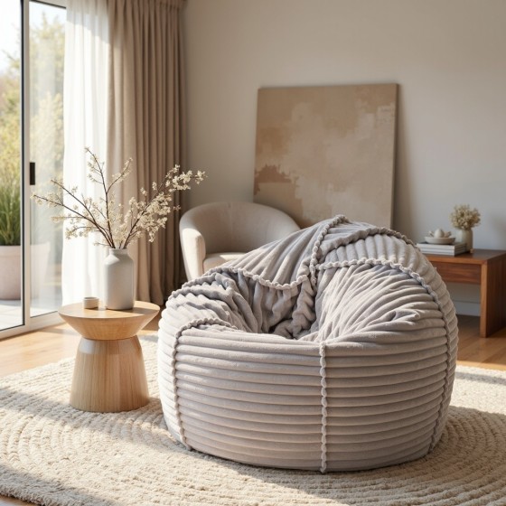 Pufa Worek Szary Gruby Sztruks SACO