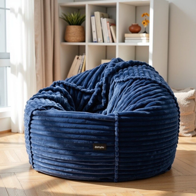 Pufa Worek Granatowa Gruby Sztruks SACO