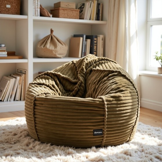 Pufa Worek Oliwkowa Gruby Sztruks SACO