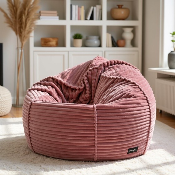 Pufa Worek Różowa Gruby Sztruks SACO