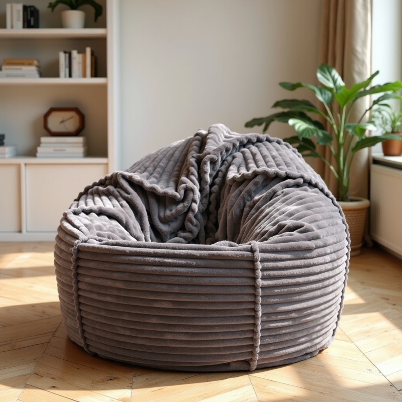 Pufa Worek Ciemnoszara Gruby Sztruks SACO