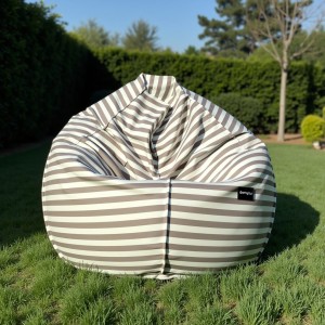Pufa Worek Beżowa W Pasy Na Zewnątrz PREMIUM SACO