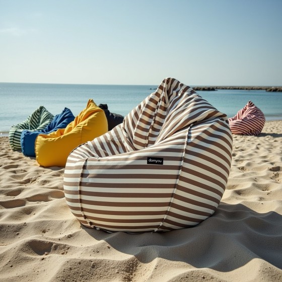 Pufa Worek Brązowa W Pasy Do Ogrodu PREMIUM SACO