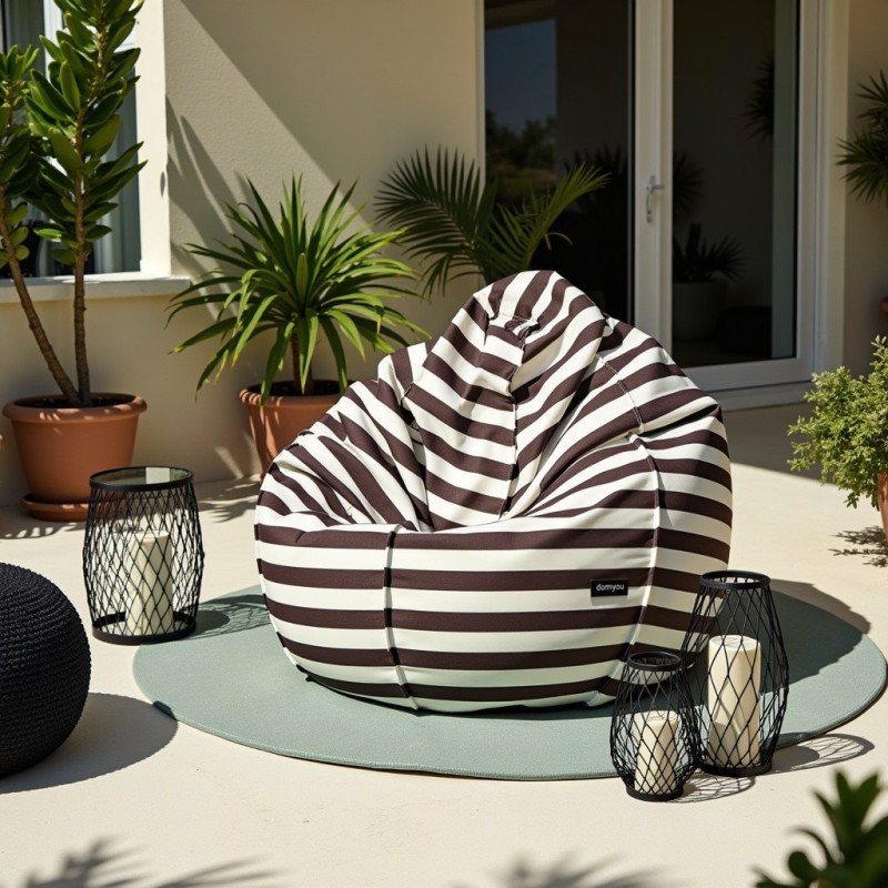 Pufa Worek Brązowa W Pasy Do Ogrodu PREMIUM SACO