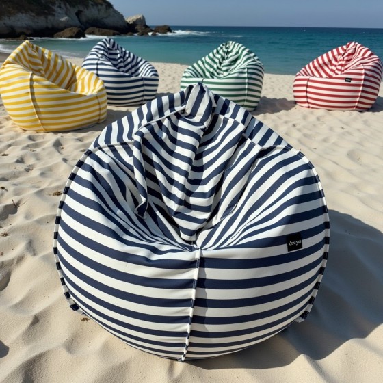 Pufa Worek Granatowa W Pasy Na Zewnątrz PREMIUM SACO