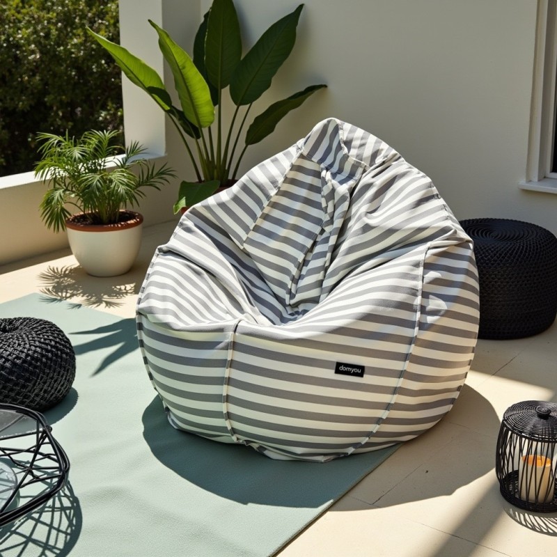 Pufa Worek Szara W Pasy Do Ogrodu PREMIUM SACO