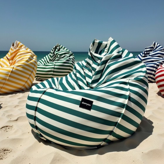 Pufa Worek Zielona W Pasy Na Balkon PREMIUM SACO