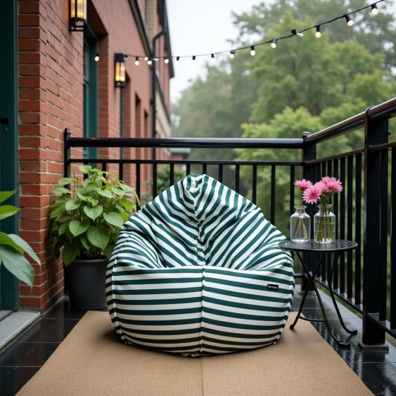 Pufa Worek Zielona W Pasy Na Balkon PREMIUM SACO