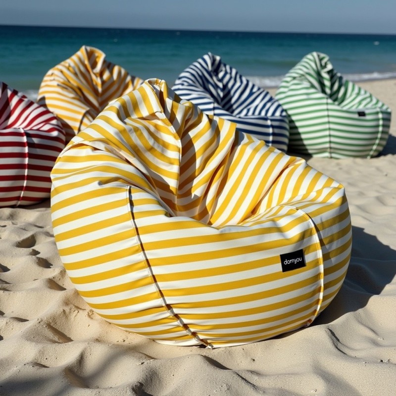 Pufa Worek Żółta W Pasy Na Zewnątrz PREMIUM SACO