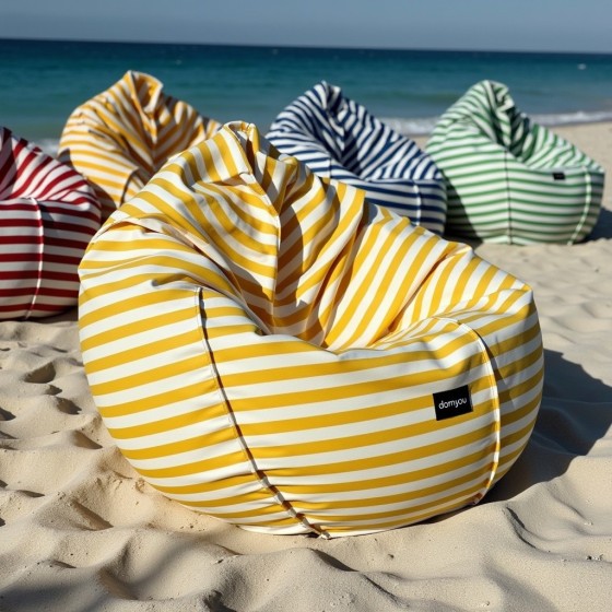 Pufa Worek Żółta W Pasy Na Zewnątrz PREMIUM SACO