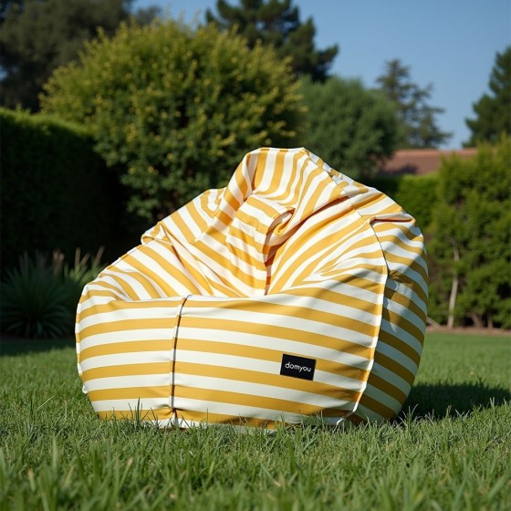 Pufa Worek Żółta W Pasy Na Zewnątrz PREMIUM SACO