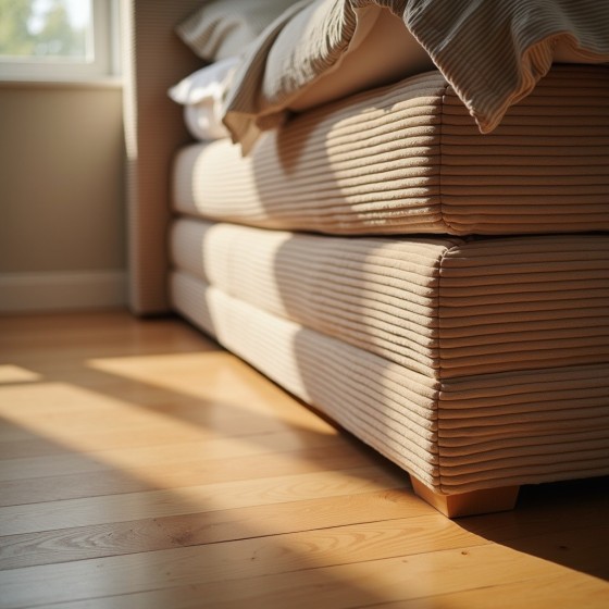 Łóżko kontynentalne NOBO 160x200 beżowe boho, boxspring z pojemnikiem