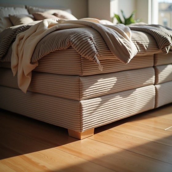 Łóżko kontynentalne NOBO 160x200 szare, boxspring z pojemnikiem