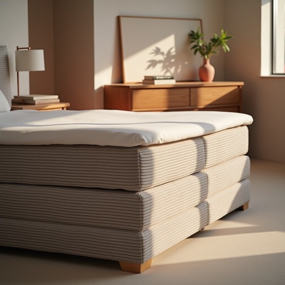 Łóżko kontynentalne NOBO 140x200 szare, boxspring z pojemnikiem