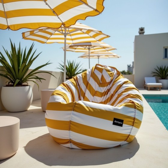 Pufa Worek Żółta W Pasy Na Balkon SACO