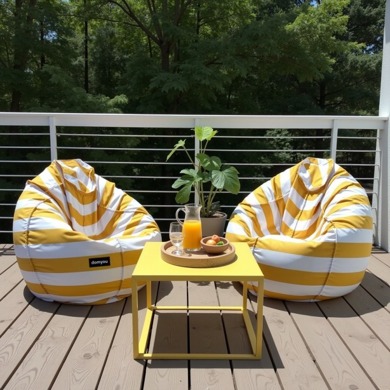 Pufa Worek Żółta W Pasy Na Balkon SACO