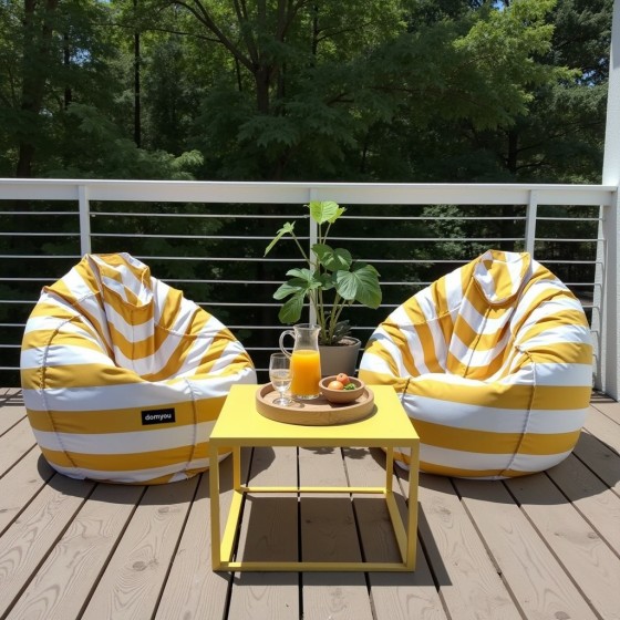 Pufa Worek Żółta W Pasy Na Balkon SACO