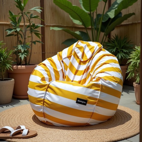 Pufa Worek Żółta W Pasy Na Balkon SACO
