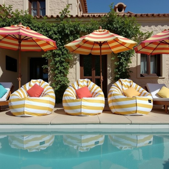 Pufa Worek Żółta W Pasy Na Balkon SACO