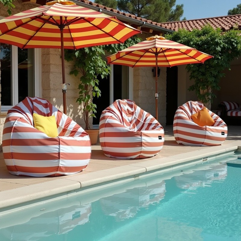 Pufa Worek Czerwona W Pasy Na Zewnątrz SACO