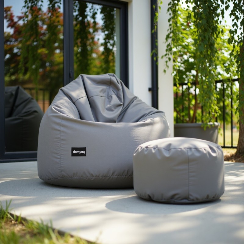 Pufa Worek Na Balkon Szara z Podnóżkiem ARA XL