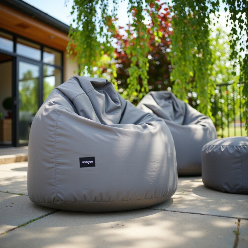 Pufa Worek Na Balkon Szara z Podnóżkiem ARA XL