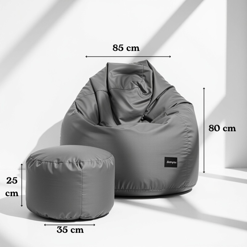 Pufa Worek Na Balkon Szara z Podnóżkiem ARA XL