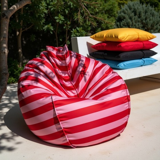 Pufa Worek Czerwono-Różowa W Pasy Na Zewnątrz SACO