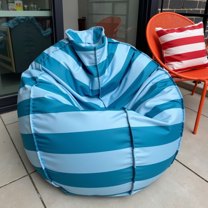 Pufa Worek Niebiesko-Błękitna W Pasy Na Zewnątrz SACO