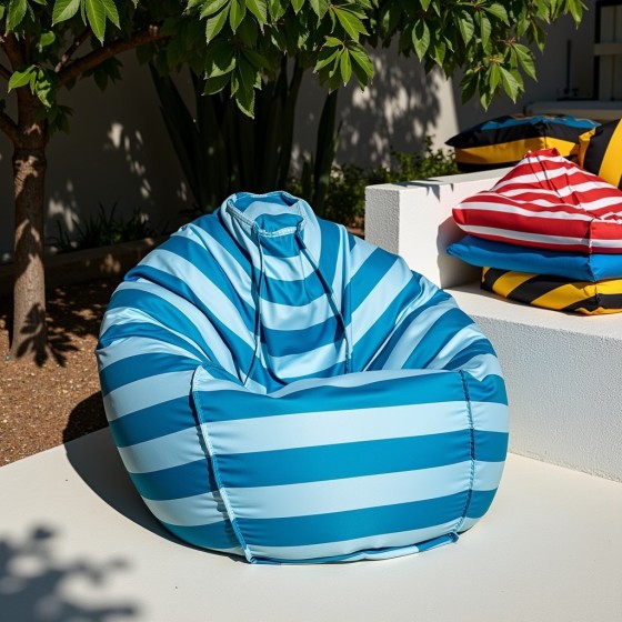 Pufa Worek Niebiesko-Błękitna W Pasy Na Zewnątrz SACO
