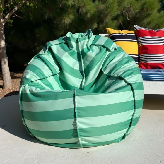 Pufa Worek Zielono-Miętowa W Pasy Na Zewnątrz SACO