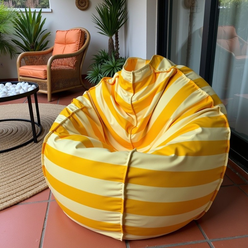 Pufa Worek Żółta W Pasy Do Ogrodu SACO