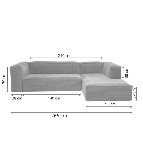 Narożnik modułowy 3 osobowy prawy 270x170 cm MODU sztruks