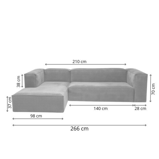 Narożnik modułowy 3 osobowy lewy 270x170 cm MODU sztruks