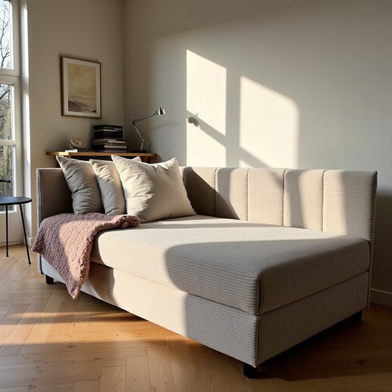 Tapczan Młodzieżowy Jednoosobowy FENIKS 120x200 z Pojemnikiem Bokiem i Oparciem Sztruks