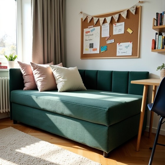 Tapczan Młodzieżowy Jednoosobowy Zieleń Butelkowa Sztruks FENIKS 120x200 z Pojemnikiem Bokiem i Oparciem