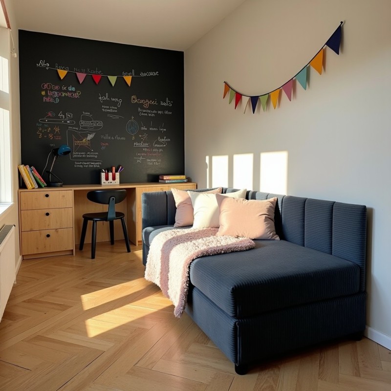 Tapczan Młodzieżowy Jednoosobowy Granatowy Sztruks FENIKS 100x200 z Pojemnikiem Bokiem i Oparciem