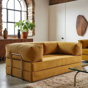 Sofa 2-osobowa NESTI Żółty Sztruks
