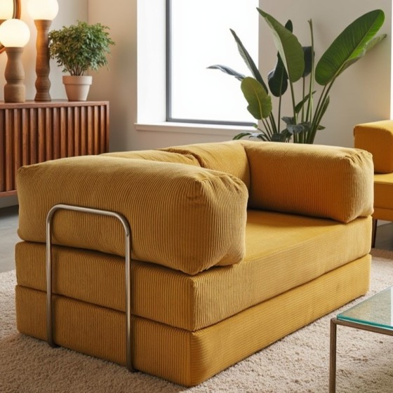 Sofa 2-osobowa NESTI Żółty Sztruks