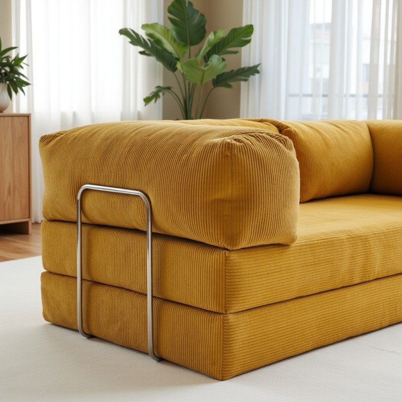 Sofa 2-osobowa NESTI Żółty Sztruks