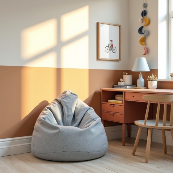 Pufa Worek Szara Dla Dzieci ARA L - wygodna i elegancka | Domyou